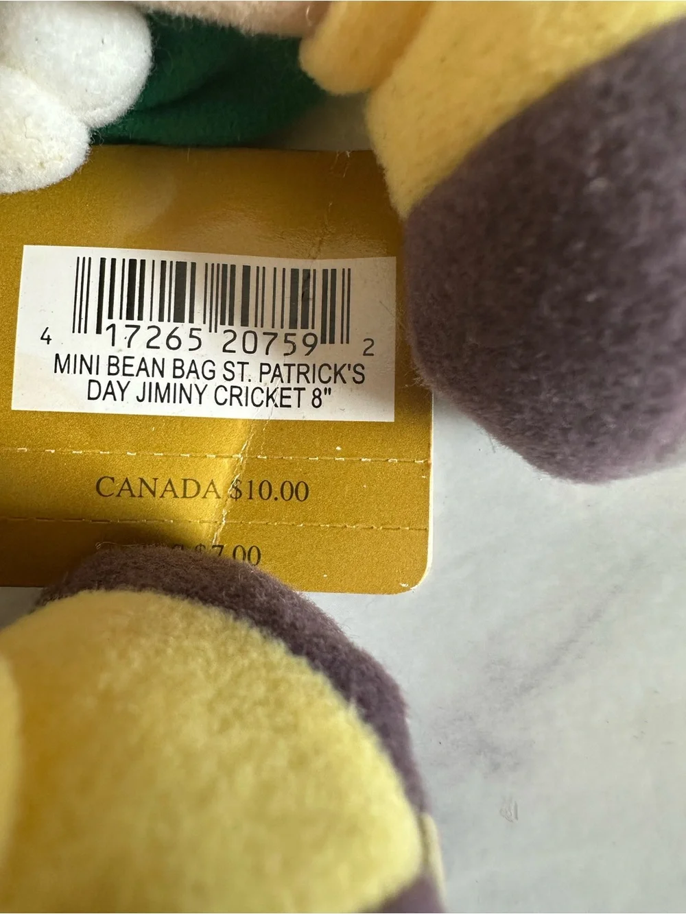 Vintage NWT Disney Store Jiminy Cricket Plush Stuffed Animal Toy 8” Pinocchio
